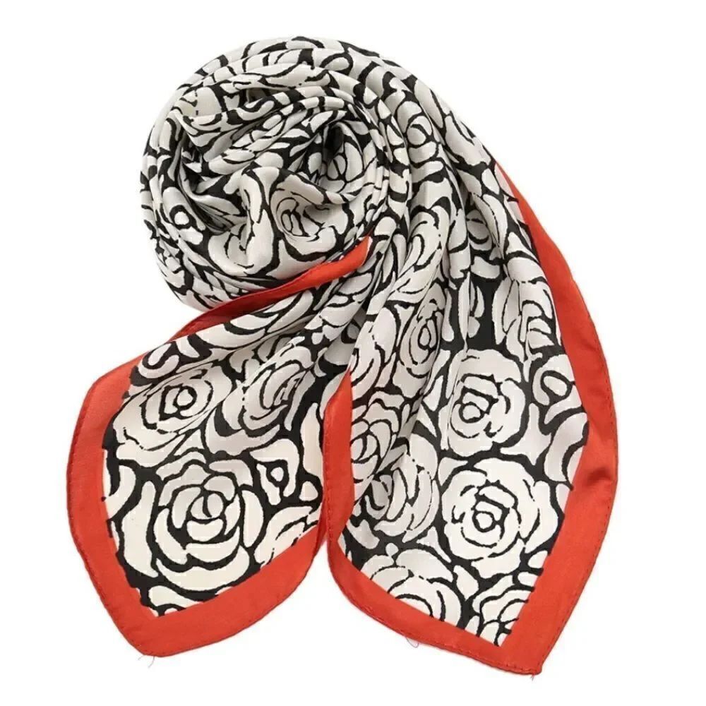 RESTOCKED Black, white, and orange Silky Neck Scarf